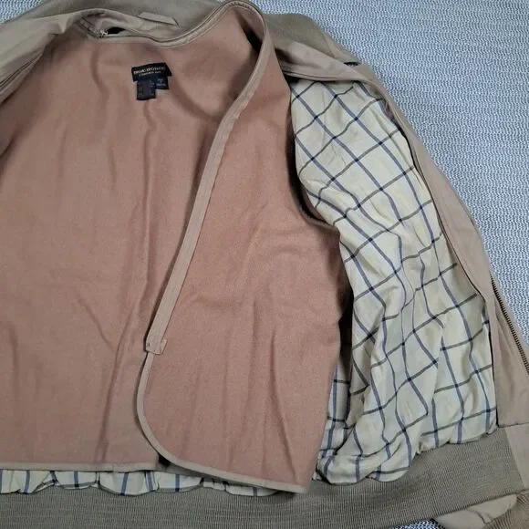 Brooks Brothers Windbreaker Lined Jacket Mens 42 Beige Harrington BomberGolf